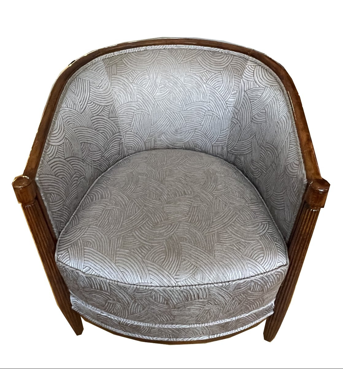 Élégante paire de fauteuils Bergère Art Déco français, vers 1925. En hêtre teinté.-photo-4