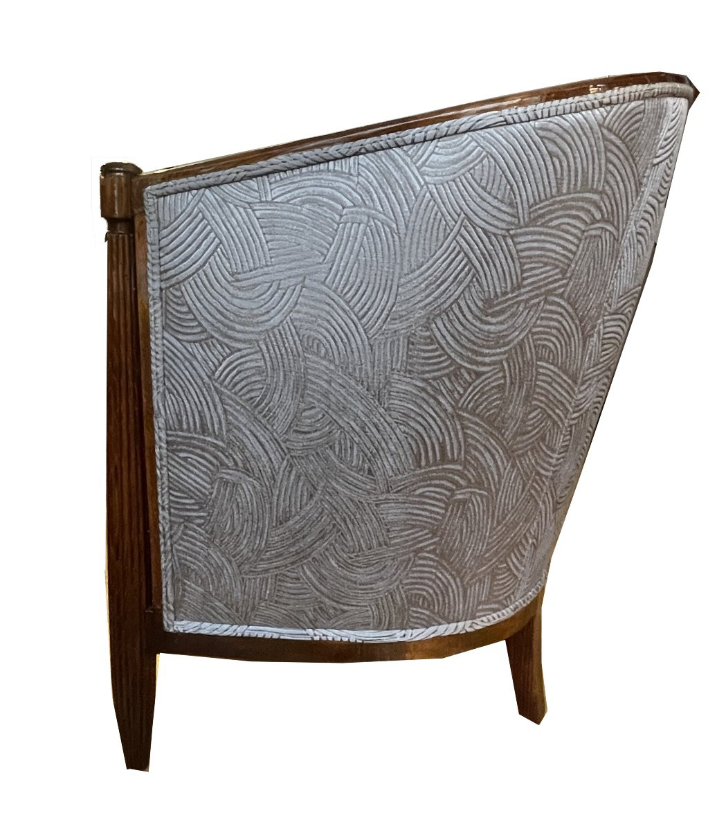 Élégante paire de fauteuils Bergère Art Déco français, vers 1925. En hêtre teinté.-photo-5