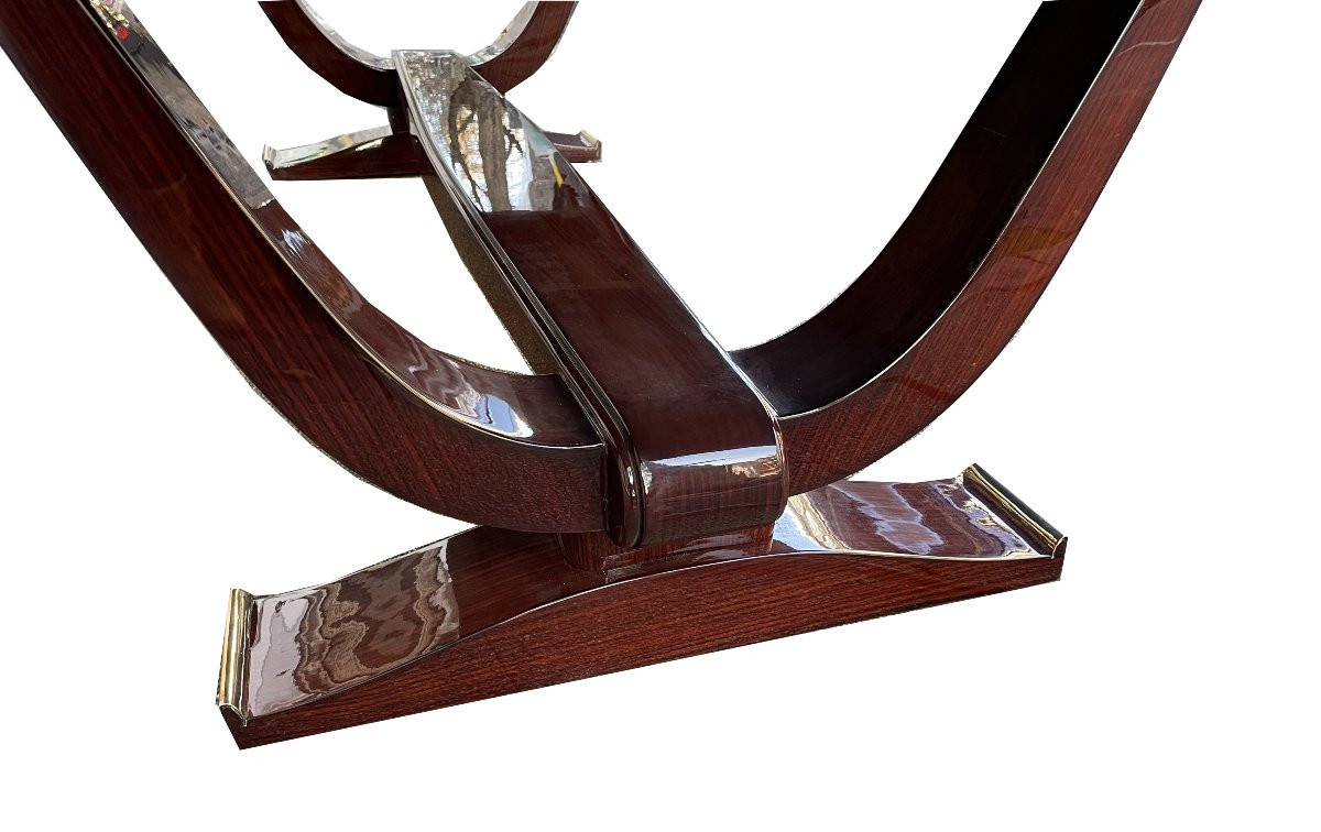 Table à rallonges Art déco de style musée Table à manger Art déco française en palissandre.-photo-2