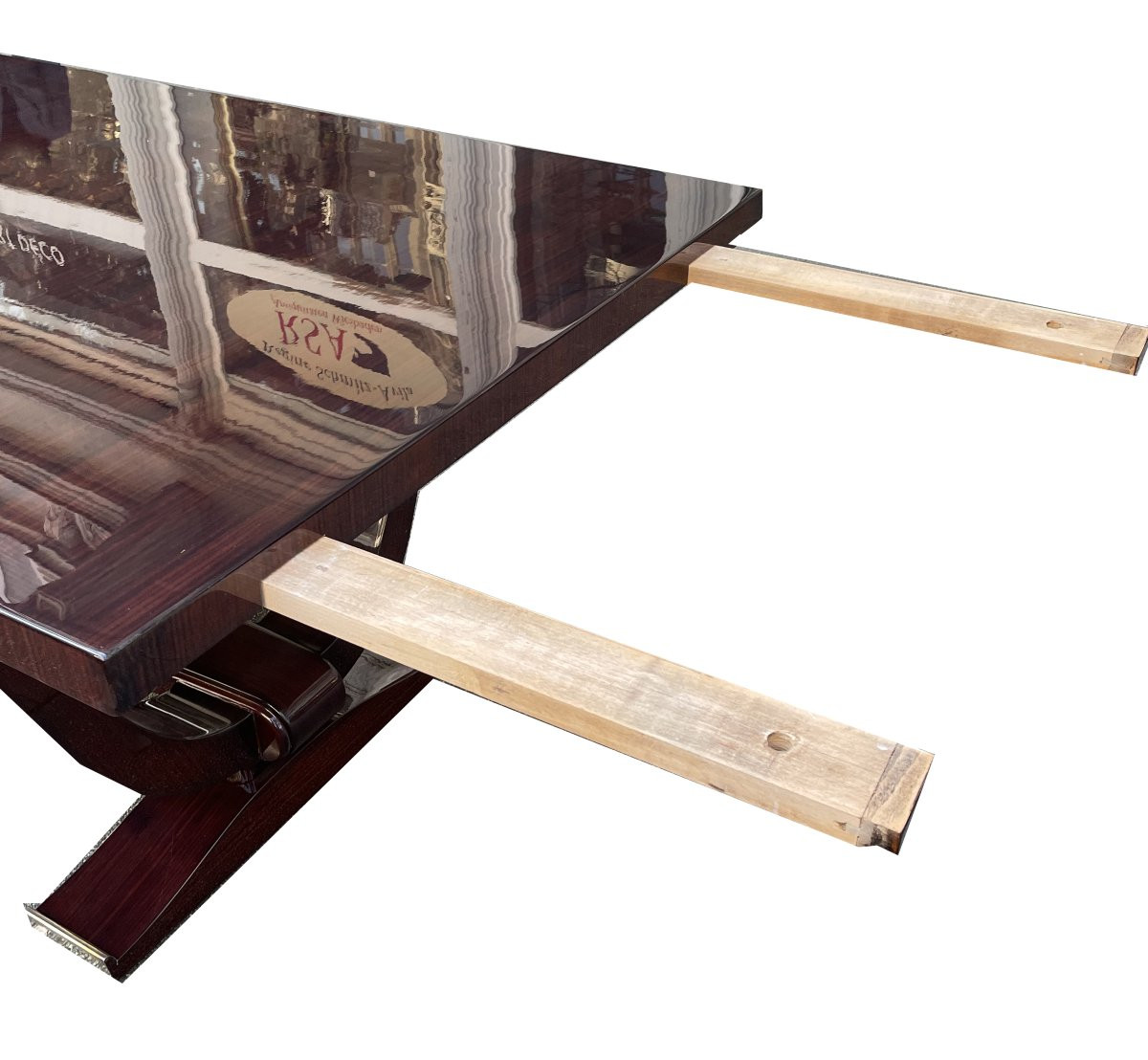 Table à rallonges Art déco de style musée Table à manger Art déco française en palissandre.-photo-3
