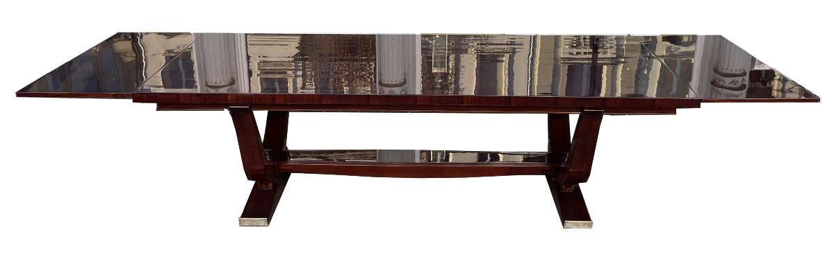 Table à rallonges Art déco de style musée Table à manger Art déco française en palissandre.-photo-7