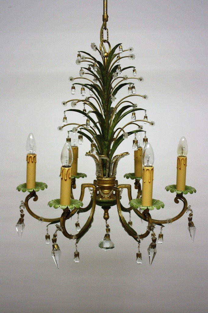 Giovanni Banci Design Chandelier In Coloured Metal, Florence, Circa 1960.-photo-4