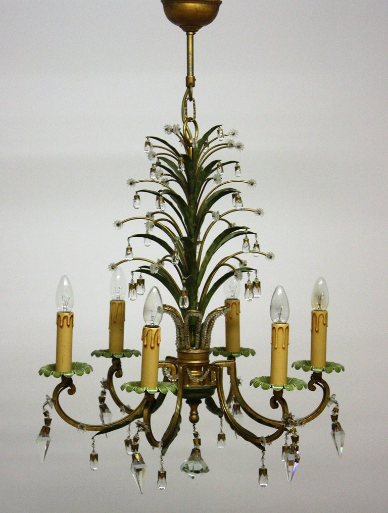Giovanni Banci Design Chandelier In Coloured Metal, Florence, Circa 1960.-photo-5
