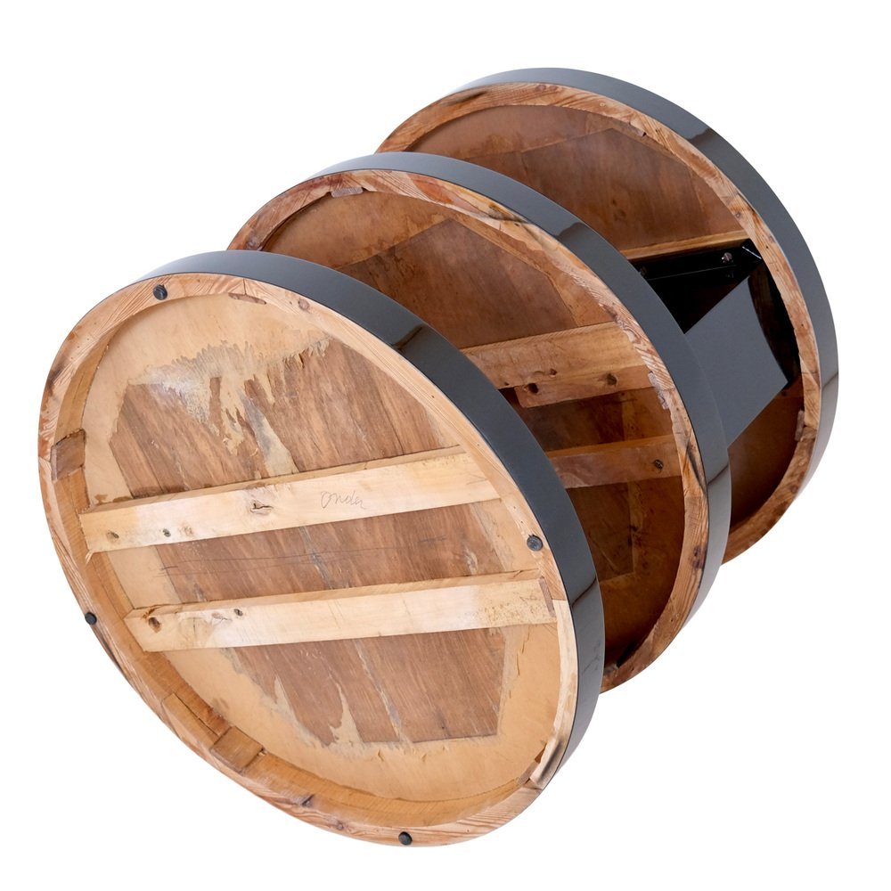 Round Art Deco Side Table, Cubist Style. France, Circa 1925. Satin Wood And Black Lacquer.-photo-7