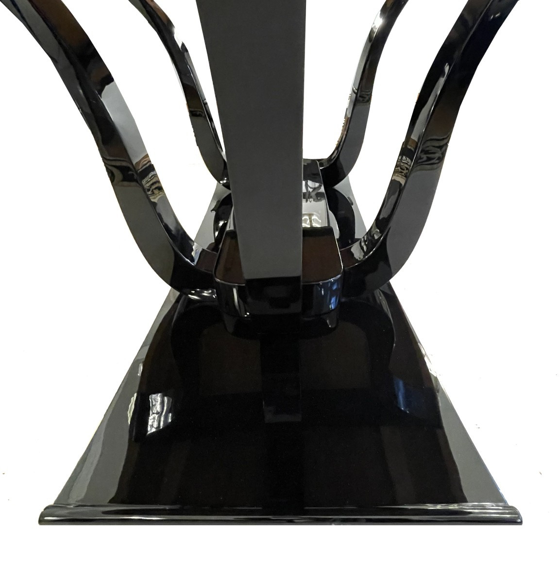 Art Deco Dining Table In Black Lacquer, France, Circa 1930, Tulip-shaped Base With 6 -photo-4