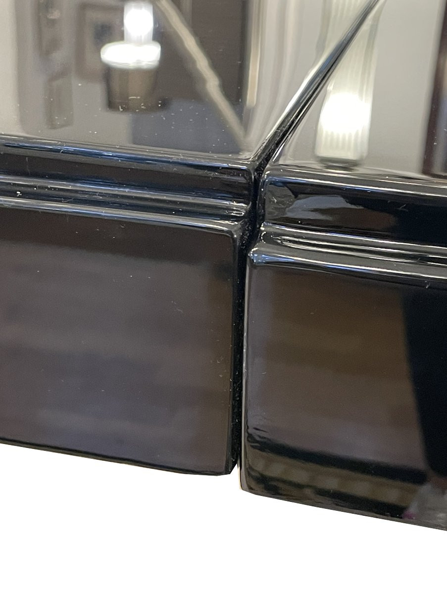 Art Deco Dining Table In Black Lacquer, France, Circa 1930, Tulip-shaped Base With 6 -photo-5