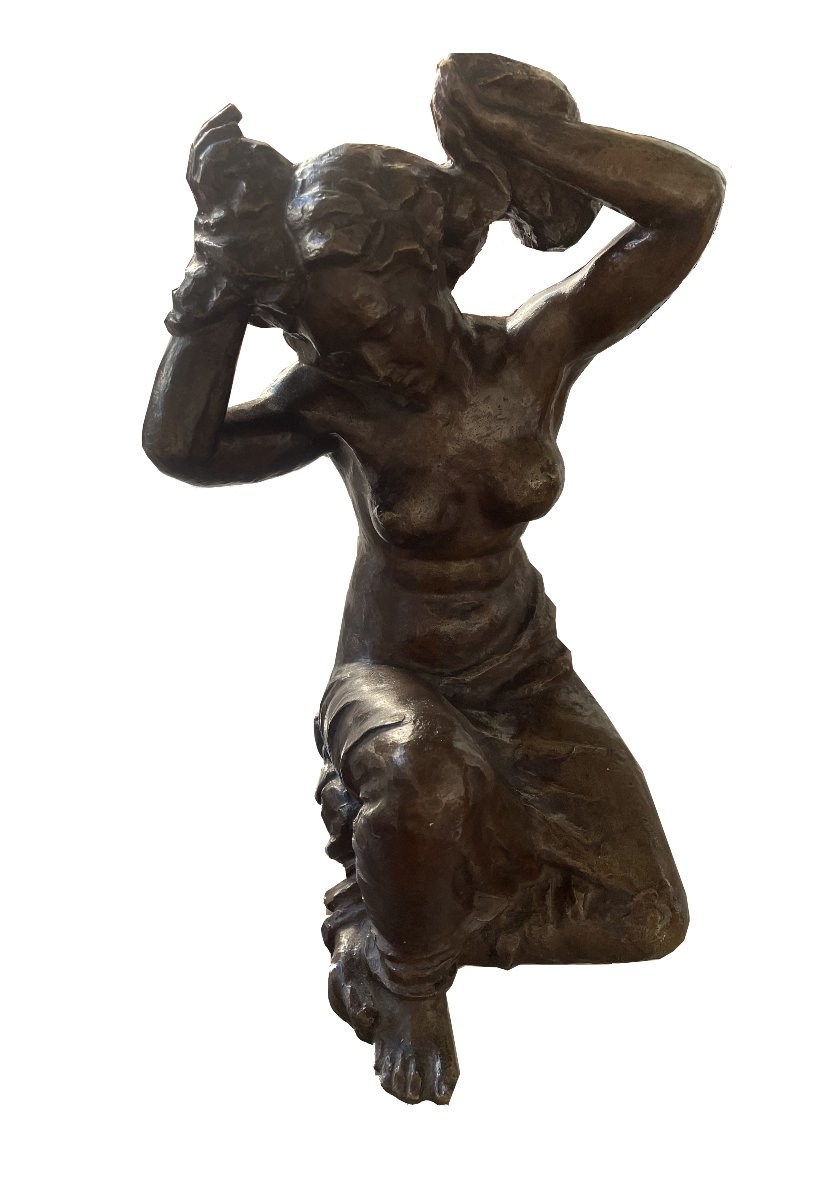 "female Semi-nude" In Bronze, Signed By Otto Rost, German Sculptor (1887-1970), In Döbeln-photo-1