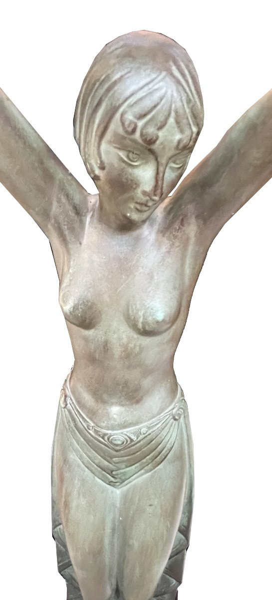  Lampe en bronze, signée « Fayral » et « Le Verrier », F. vers 1930, globe en verre d'originale-photo-5