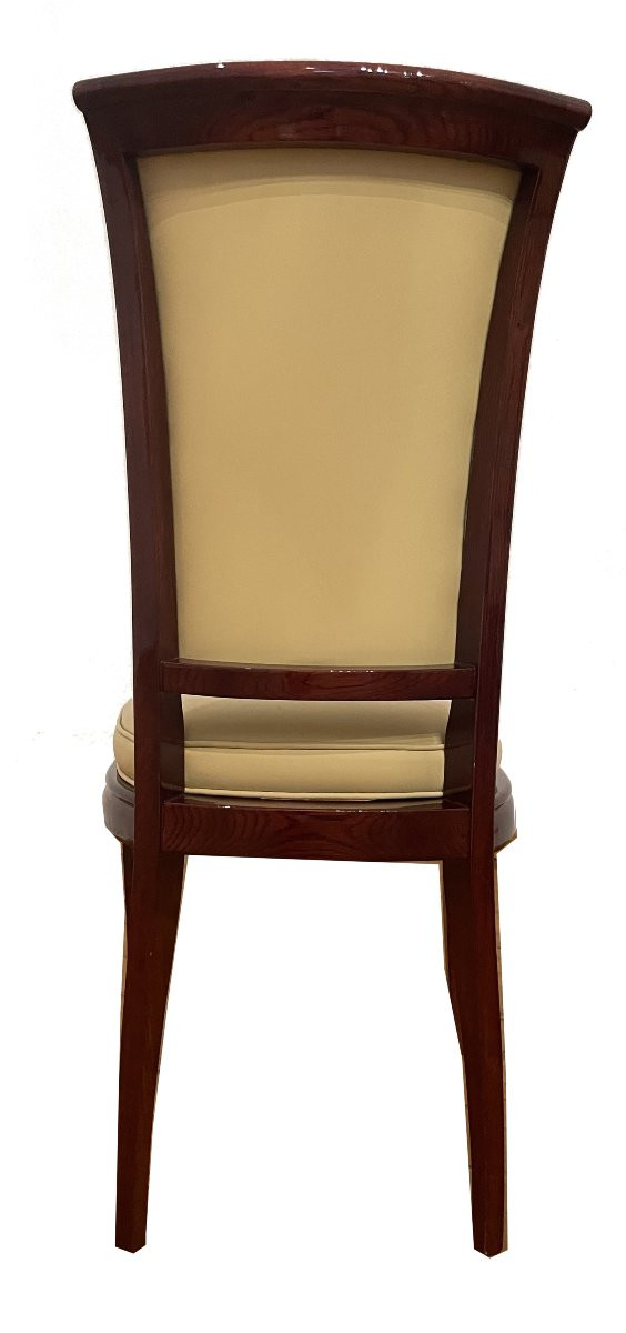 Set Of 8 Identical Art Deco Chairs, 1930, Rio Rosewood, 2 Black Leather, 6 Beige-photo-5