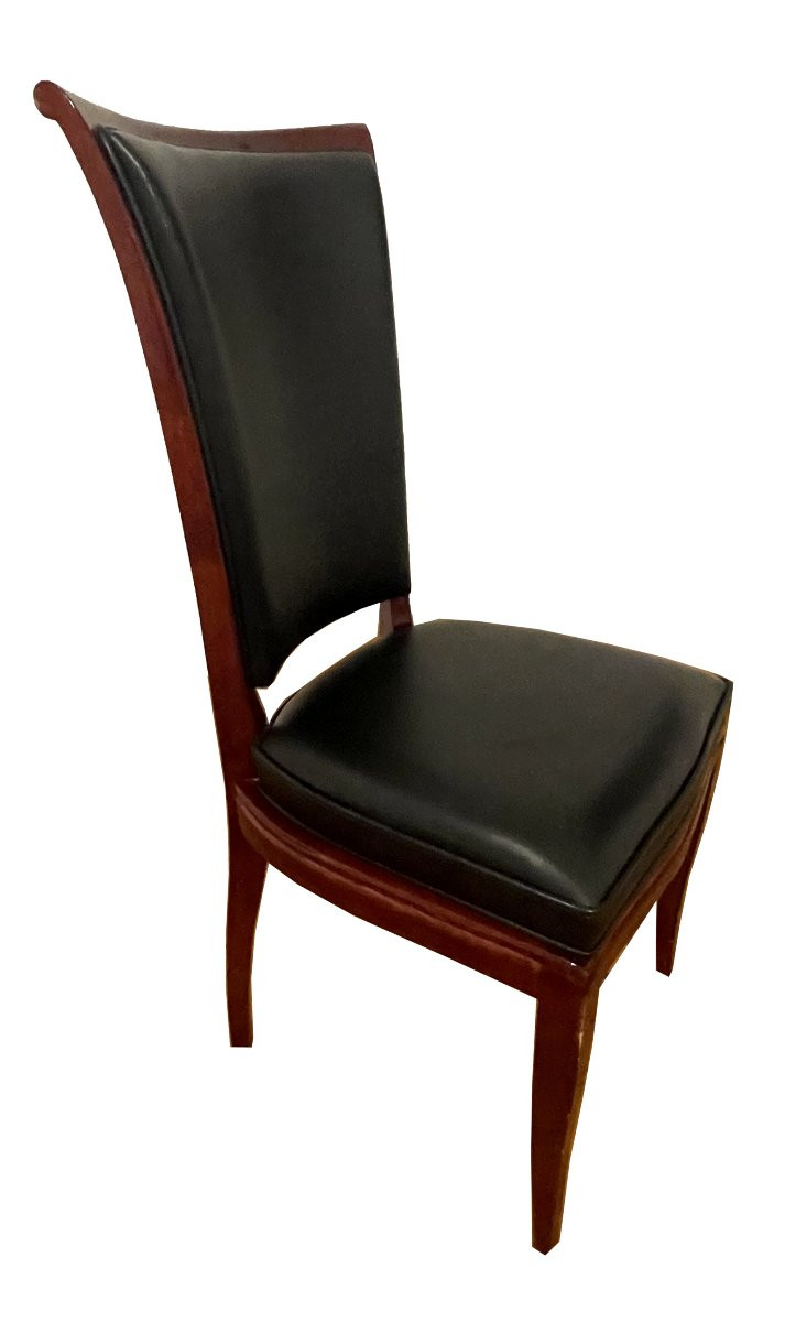 Set Of 8 Identical Art Deco Chairs, 1930, Rio Rosewood, 2 Black Leather, 6 Beige-photo-6