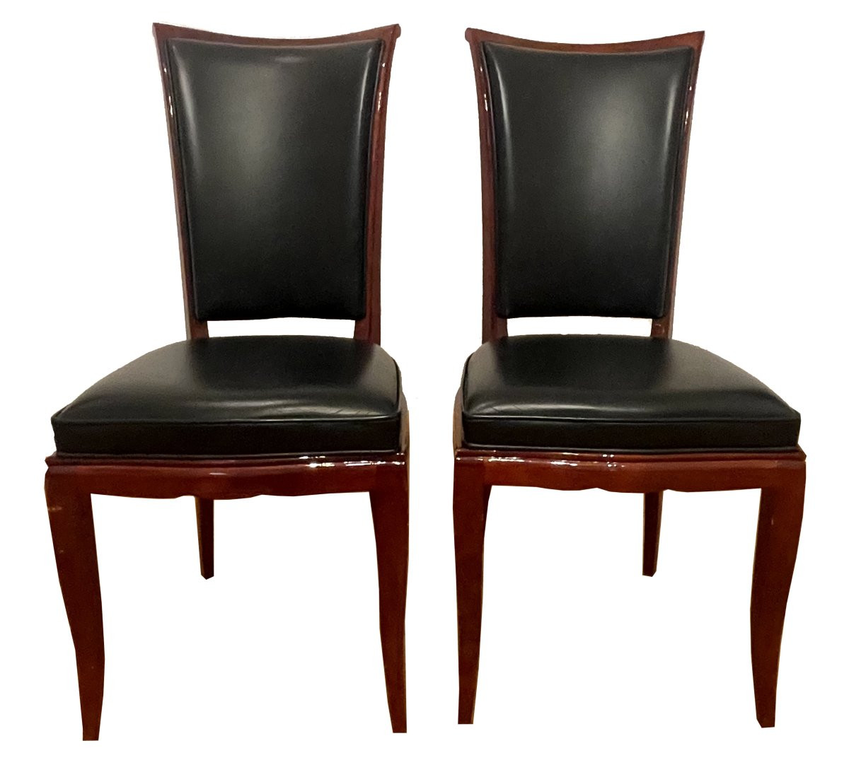 Set Of 8 Identical Art Deco Chairs, 1930, Rio Rosewood, 2 Black Leather, 6 Beige-photo-8