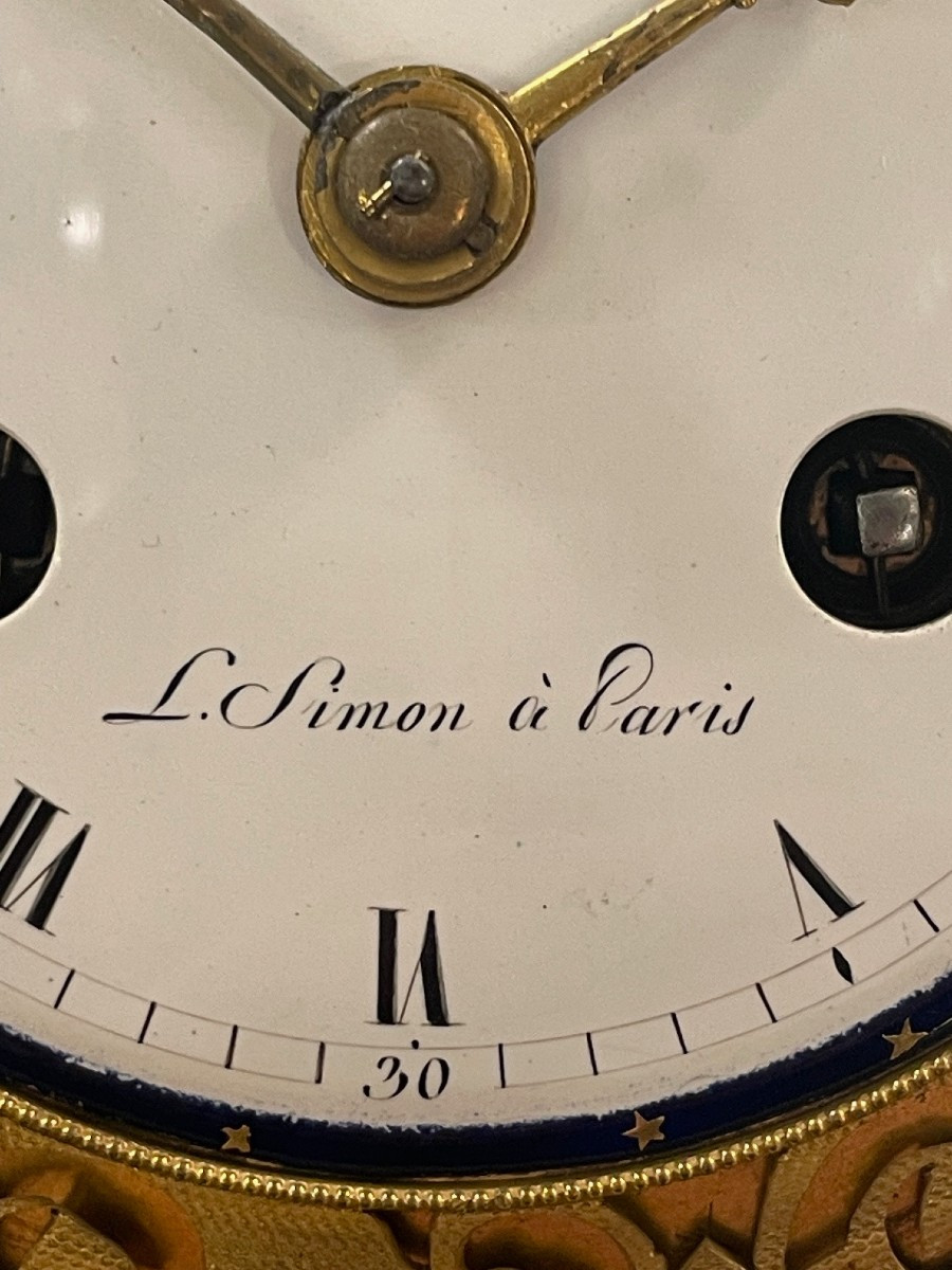 Small Empire-style Clock, Paris Circa 1810, Signed On The Dial: "l.simon à Paris"-photo-2