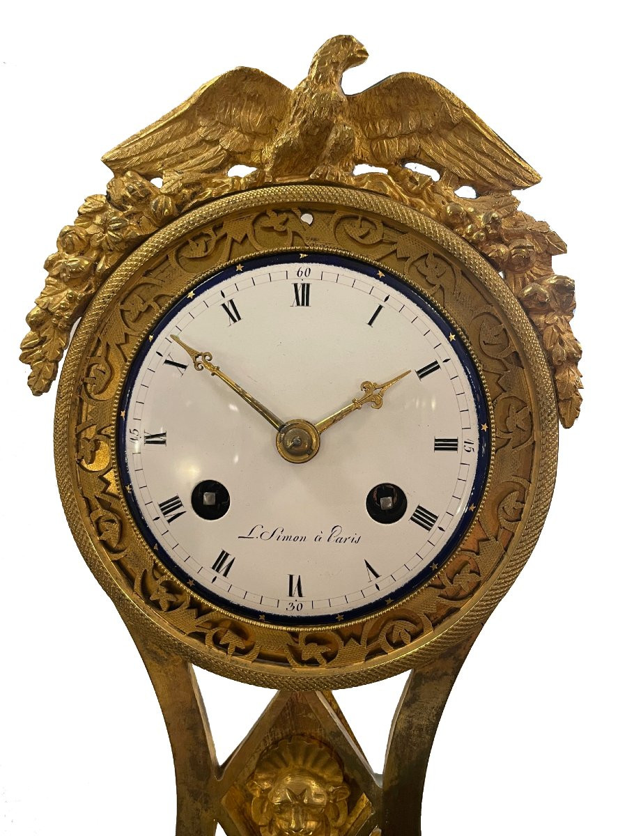 Small Empire-style Clock, Paris Circa 1810, Signed On The Dial: "l.simon à Paris"-photo-3