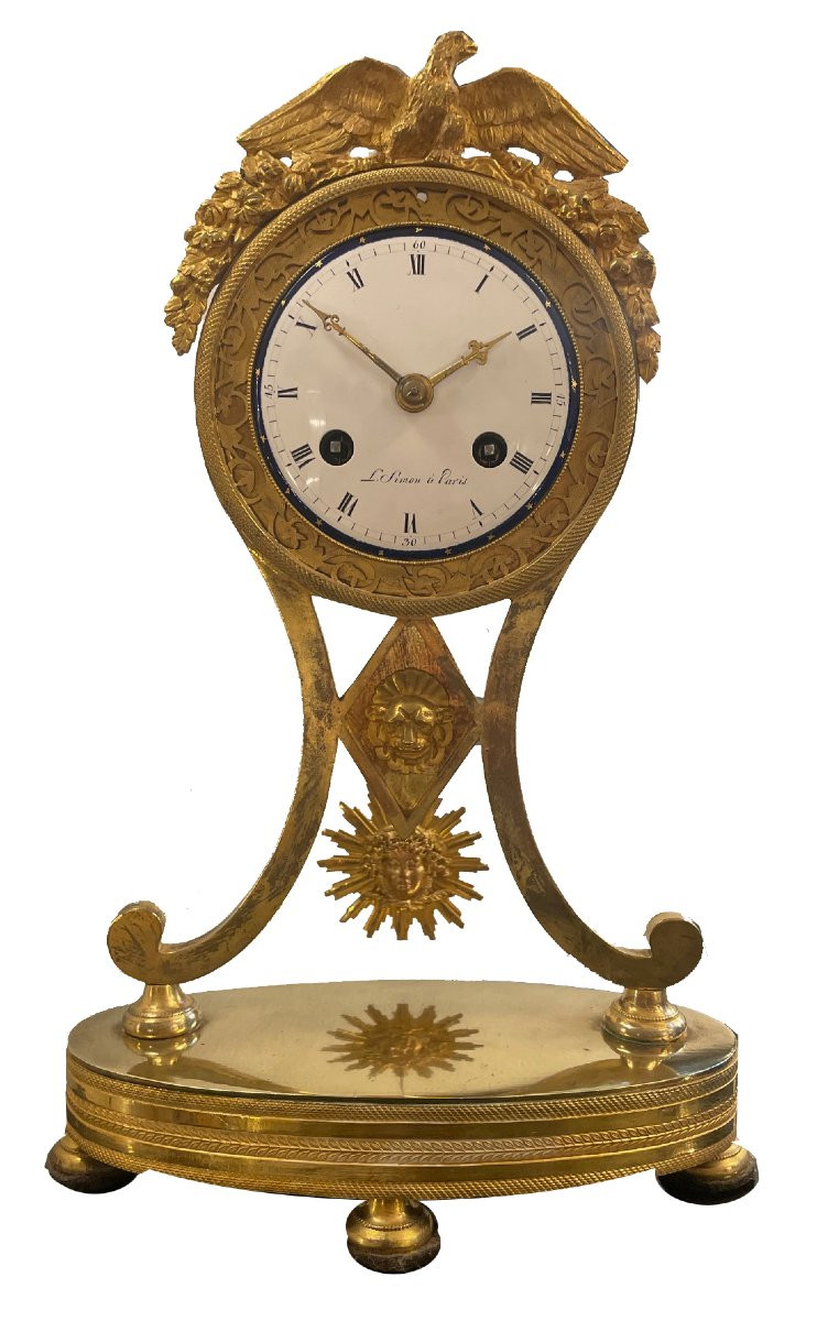 Small Empire-style Clock, Paris Circa 1810, Signed On The Dial: "l.simon à Paris"-photo-1