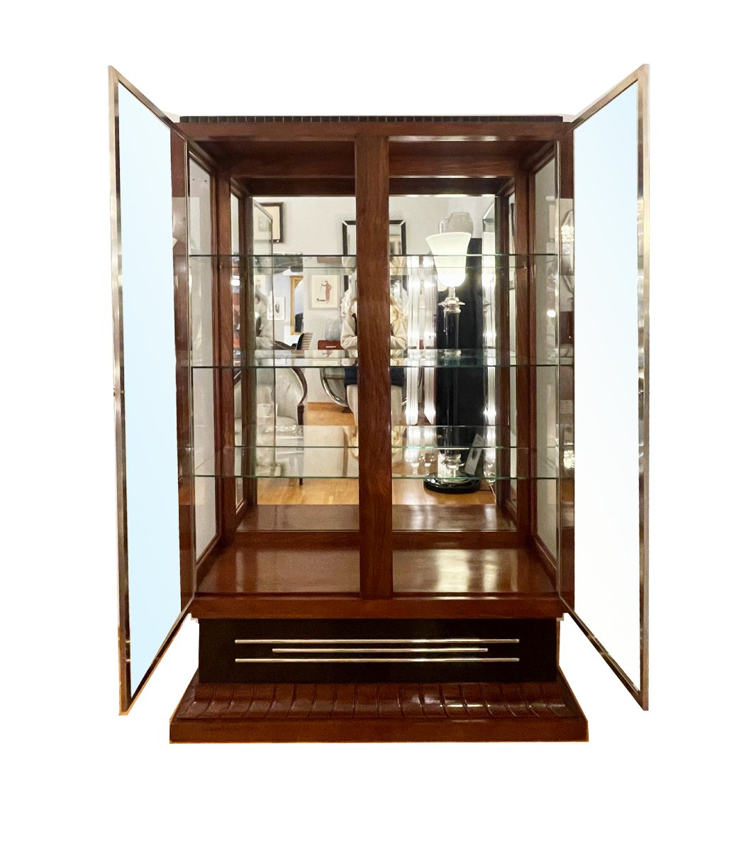 Élégante vitrine Art déco vitrée sur trois faces, France, vers 1930, placage de palissandre.-photo-4