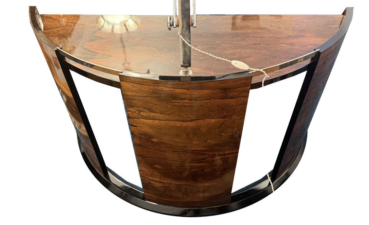 Art Deco Half-moon Desk With Built-in Lamp, France, Probably Circa 1930–1935. Rare Desk -photo-1