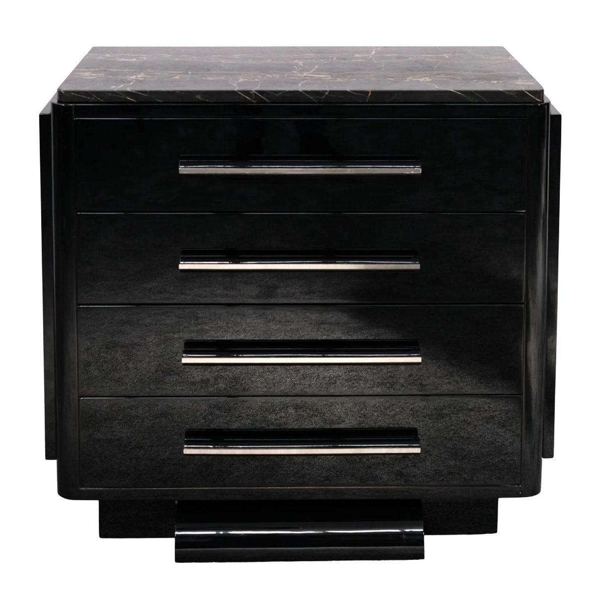 Petite commode Art Déco en laque noire  France, vers 1930. Commode Art déco à quatre tiroirs.-photo-2