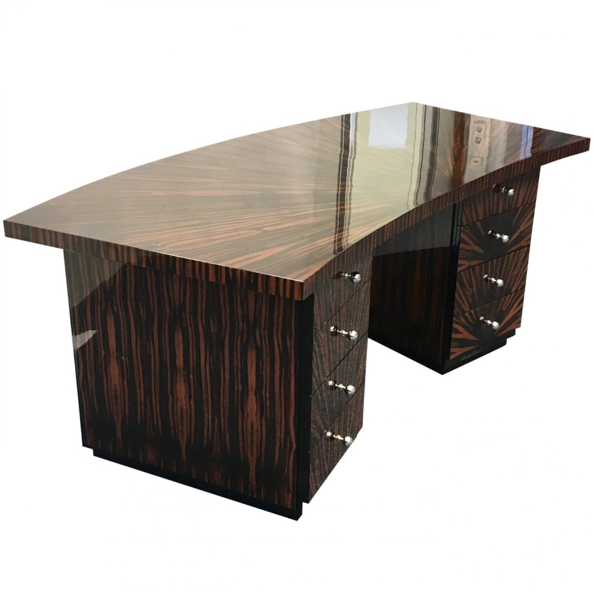 Large Art Deco-style Half-moon Desk-photo-2