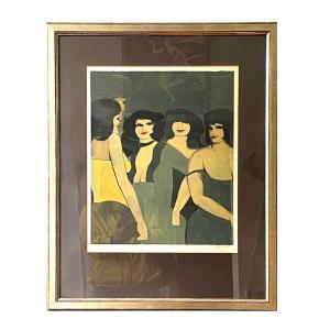 Lithograph “four Sisters” Signed “david Schneuer” Numbered And Hand Signed.