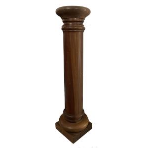 Turned Wooden Column/sculpture Base, 20th Century, For Busts, Sculptures Or Vases 