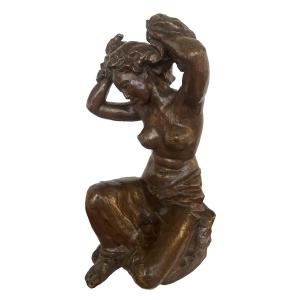 « Demi-nu féminin » en bronze signé par Otto Rost, sculpteur allemand (1887-1970), à Döbeln