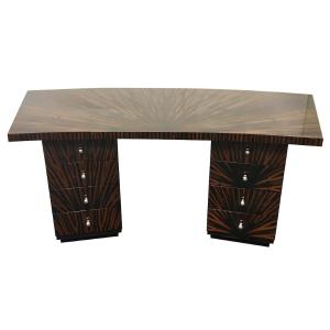 Large Art Deco-style Half-moon Desk