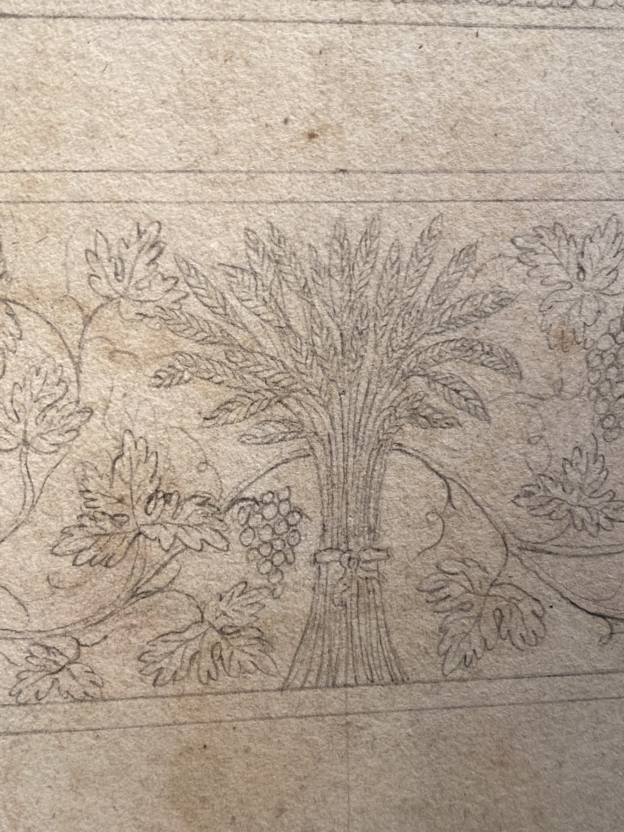 Antique Drawing. Design For A Vase. End Of 18th Century-photo-4