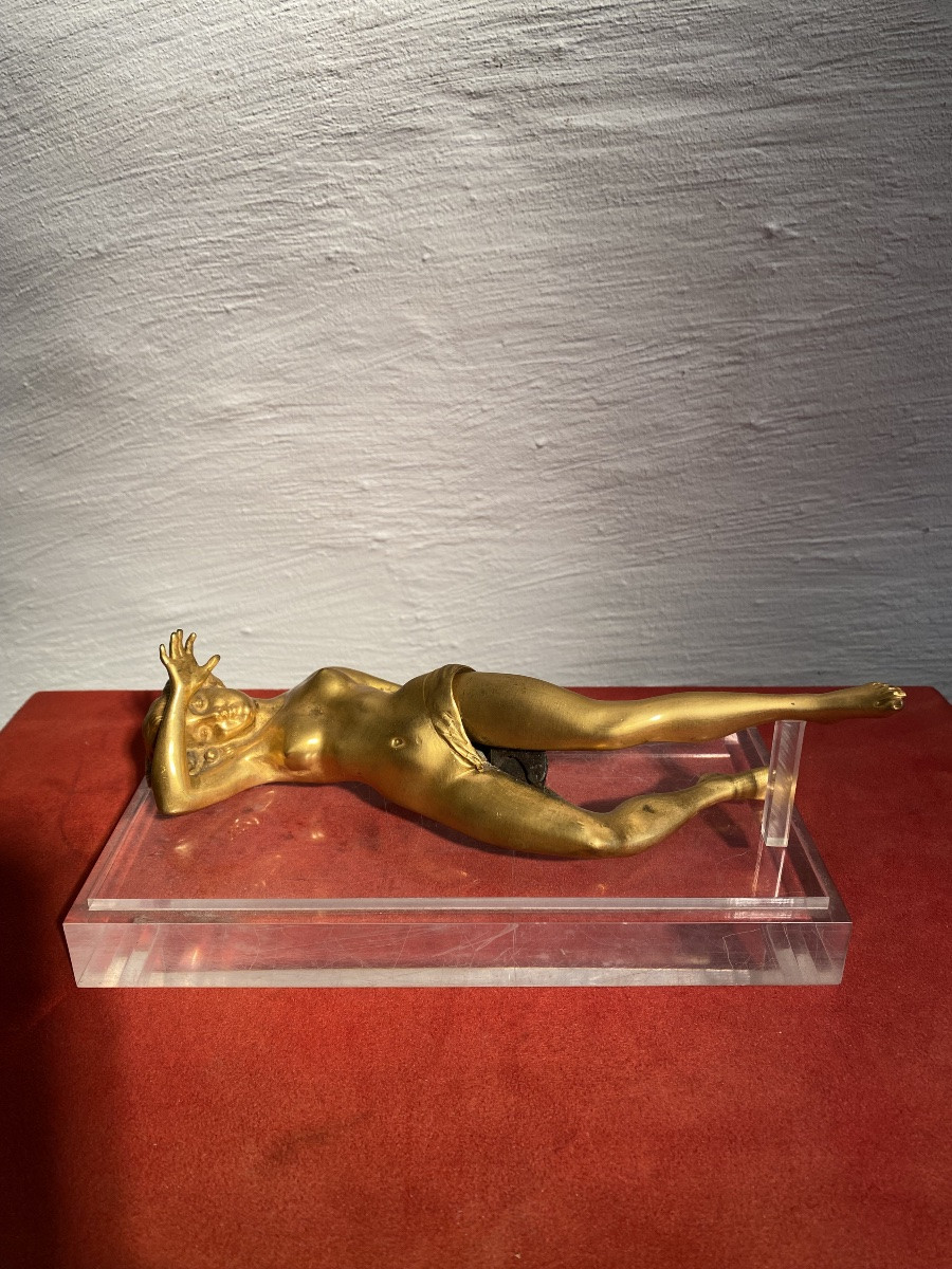 Coupe-cigare nu en bronze doré érotique autrichien vienna-photo-4