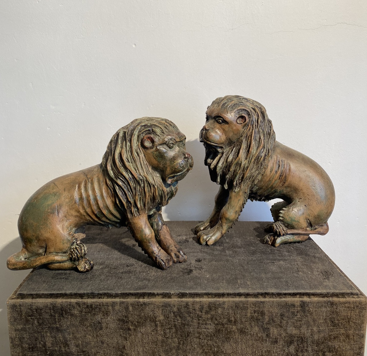 Pair Of 18th Century Carved Wooden Lions
