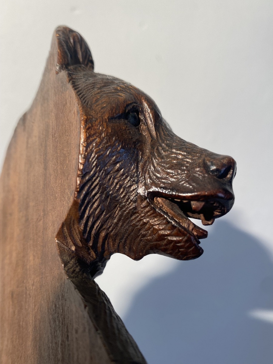 Forêt-noire Ours En Bois Sculpté Miroir 19ème Siècle-photo-5