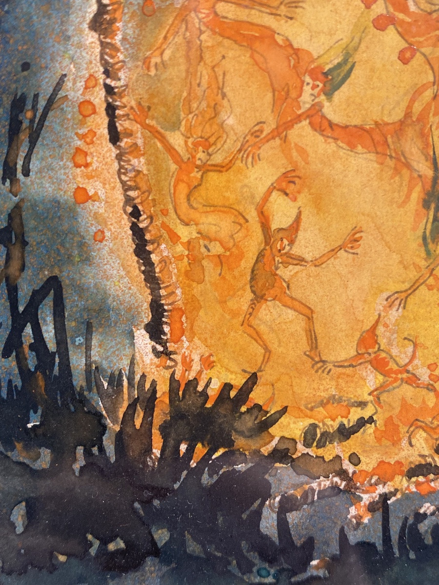 Peinture Symboliste En Gouache Et Aquarelle-photo-4