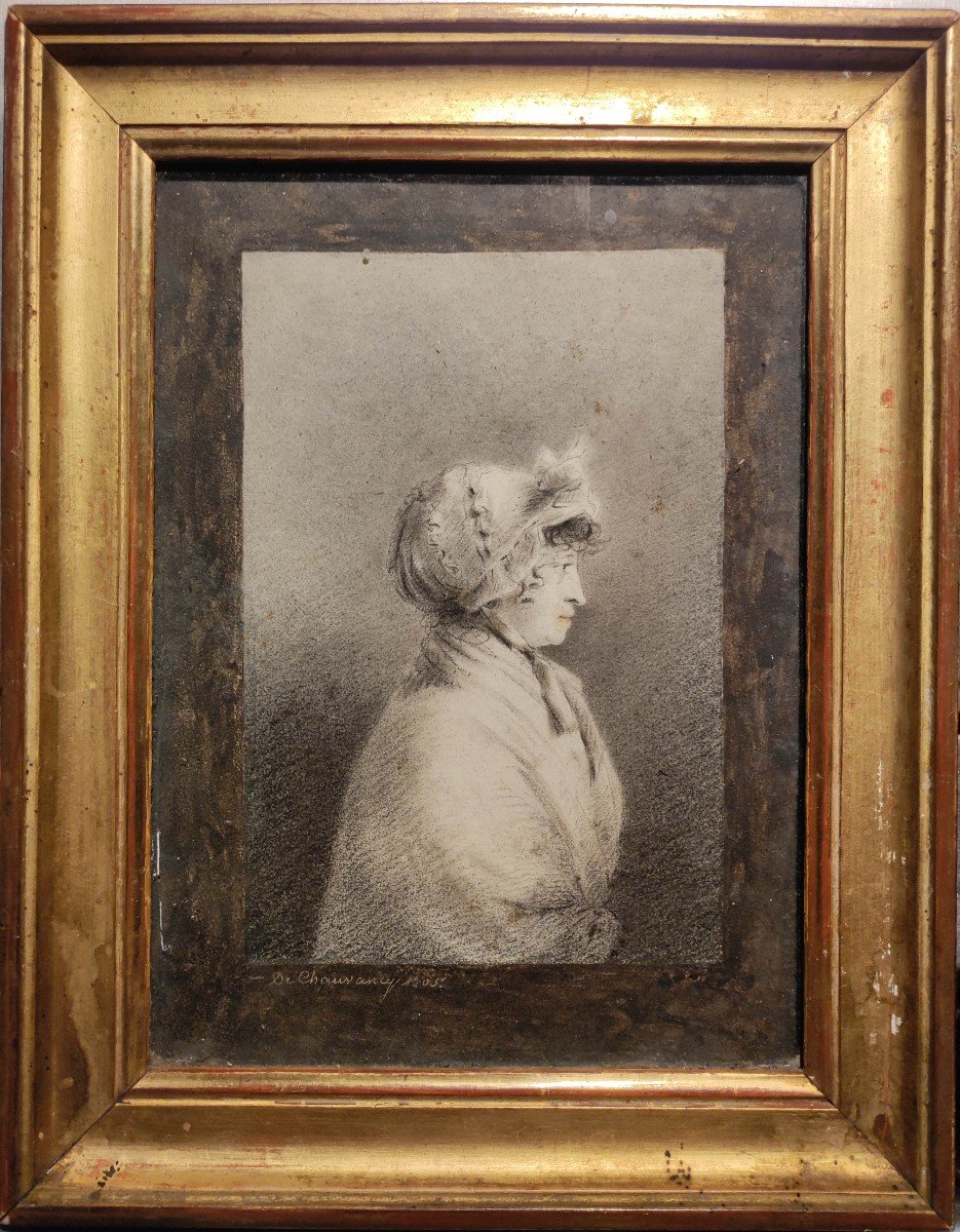 Portrait Au Fusain Daté 1805