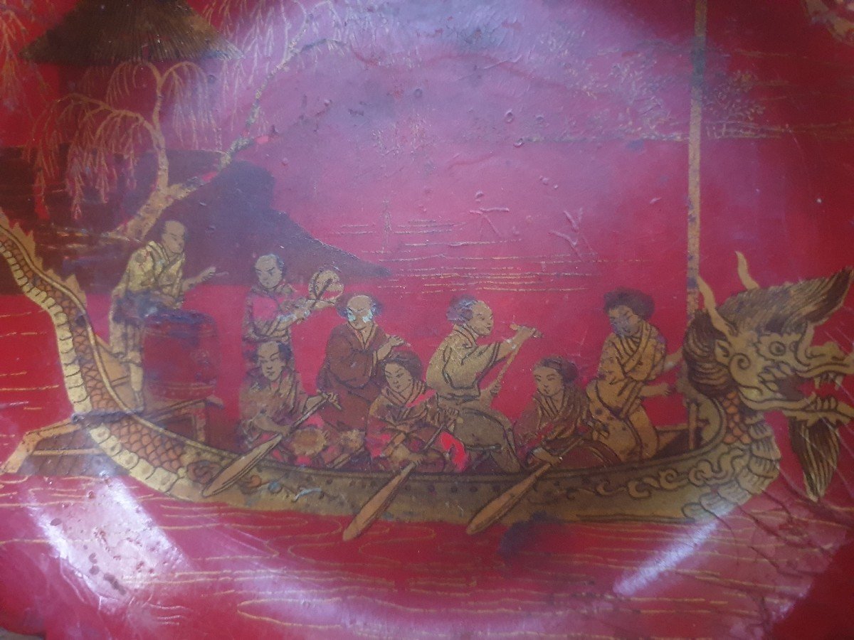 Paire De Vide-poches En Papier Mâché Laqué Napoléon III-photo-1