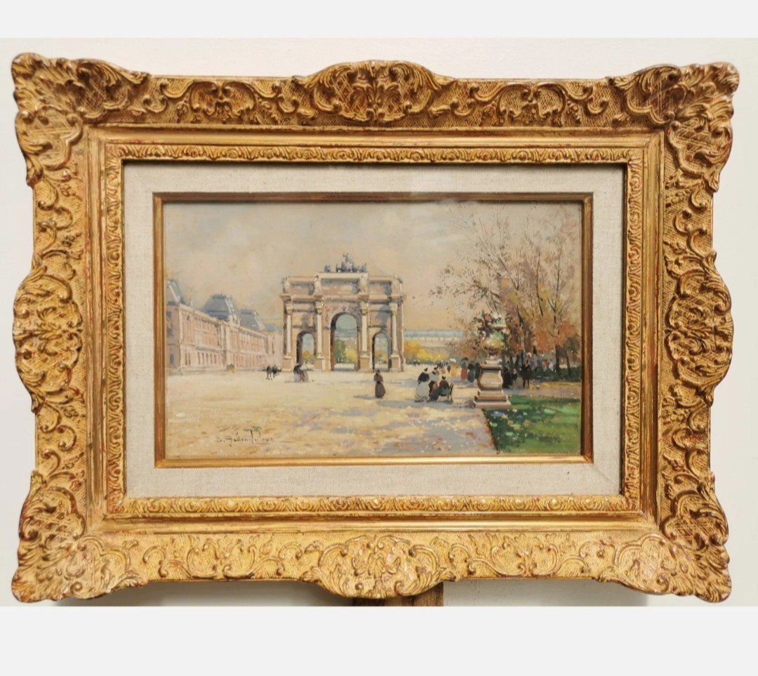 Eugène Galien-laloue, Tuileries Garden, Gouache On Cardboard