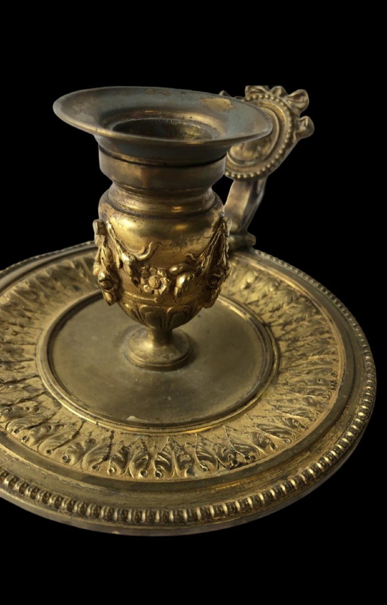Hand Candlestick In Gilt Bronze Early Nineteenth-photo-2