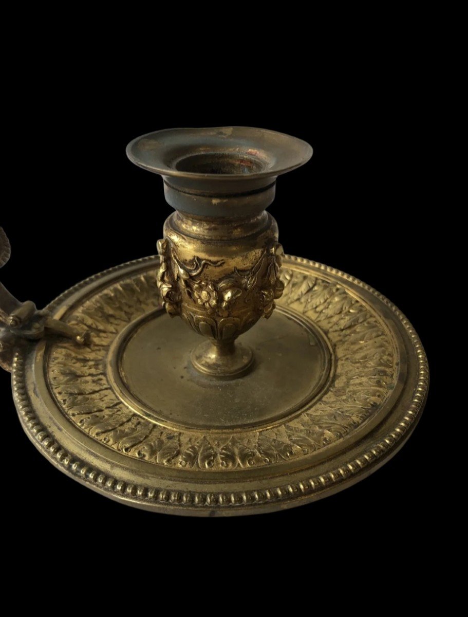 Hand Candlestick In Gilt Bronze Early Nineteenth-photo-3