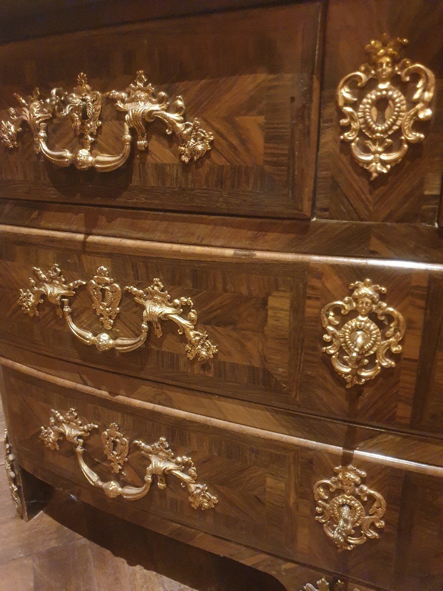 Chest Of Drawers In Marquetry Of Violette Wood, Louis XIV Period-photo-3