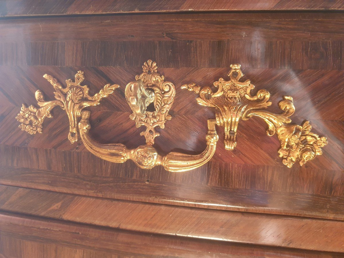 Chest Of Drawers In Marquetry Of Violette Wood, Louis XIV Period-photo-4