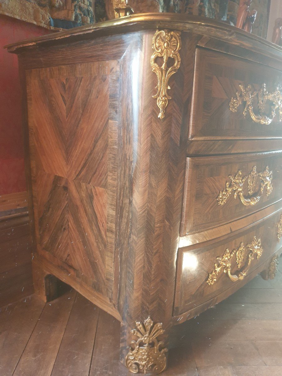 Chest Of Drawers In Marquetry Of Violette Wood, Louis XIV Period-photo-5