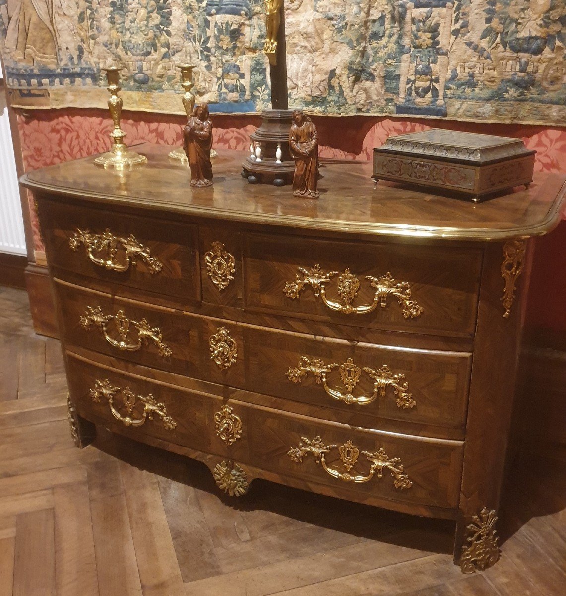 Chest Of Drawers In Marquetry Of Violette Wood, Louis XIV Period