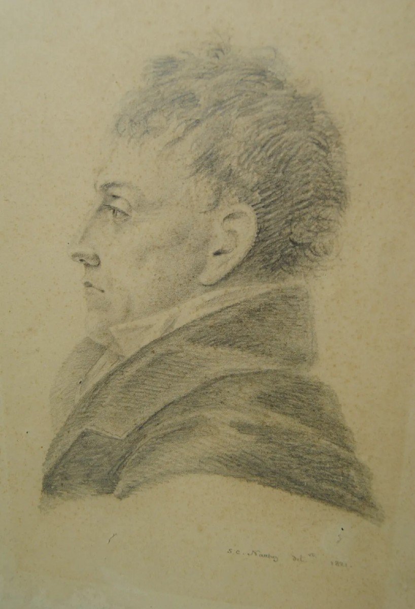 Drawing Portrait Of Man 1821 S.c. Natthey (nyon, Switzerland)