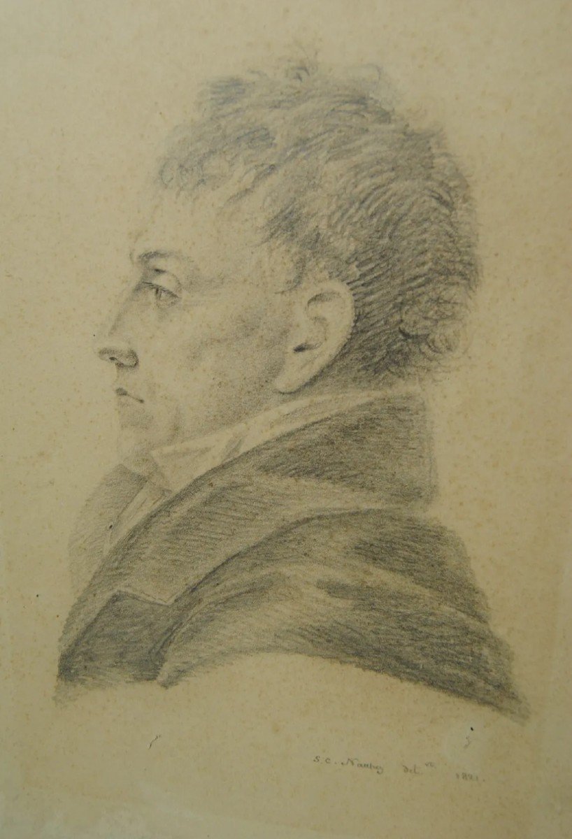 Dessin Portrait d'Homme 1821 S.C. NATTHEY (Nyon, Suisse)