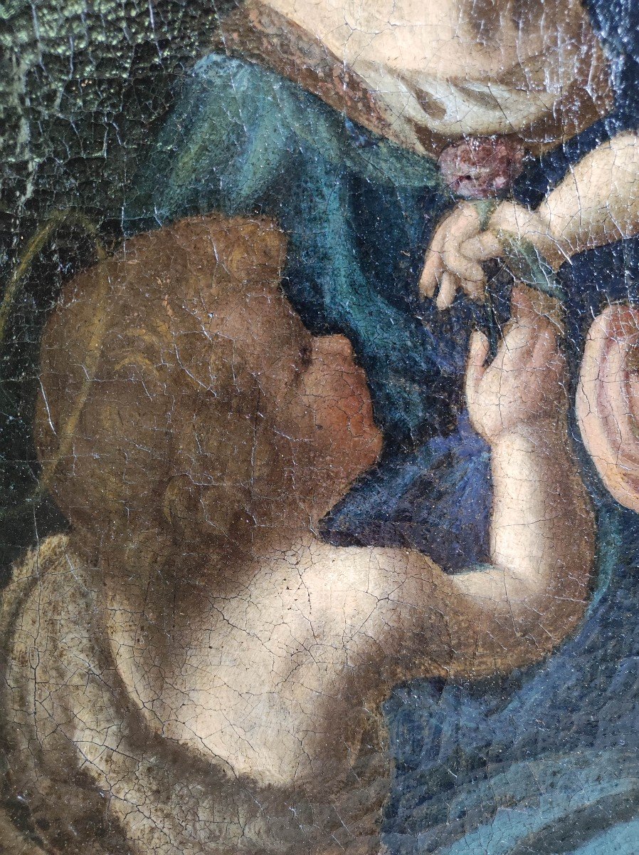 Madone à l'Enfant Et Saint Jean-baptiste, Italie XVIème Siècle-photo-2