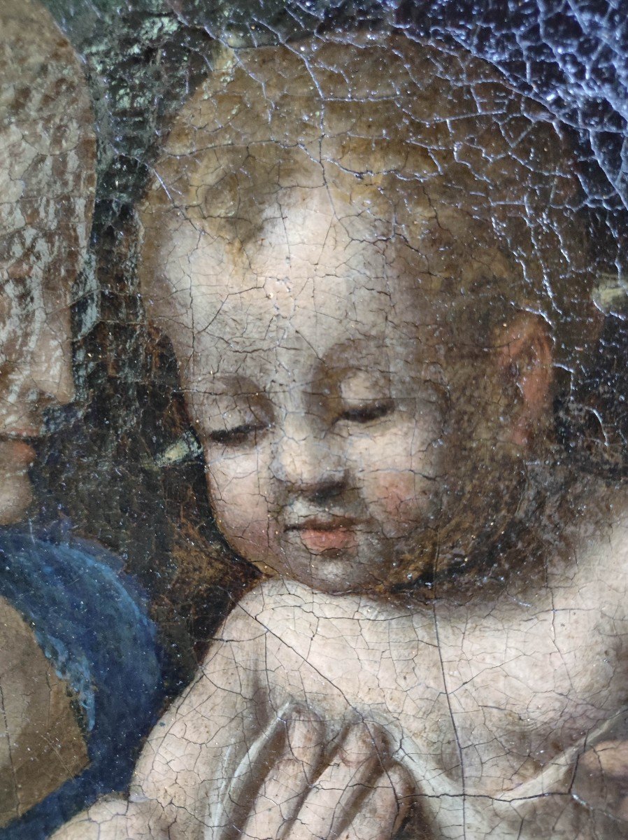 Madone à l'Enfant Et Saint Jean-baptiste, Italie XVIème Siècle-photo-3