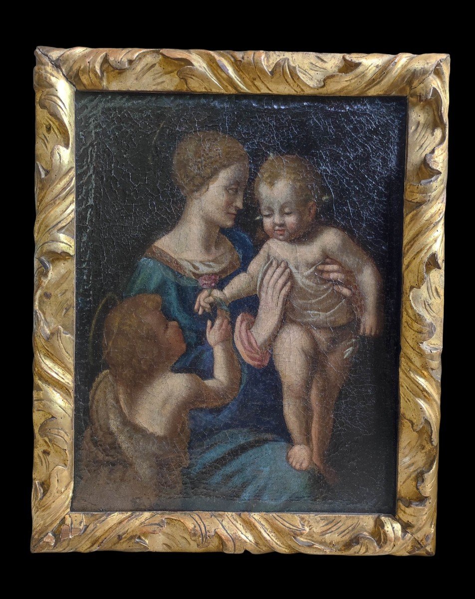 Madonna And Child And Saint John The Baptist, Italy XVIth Century