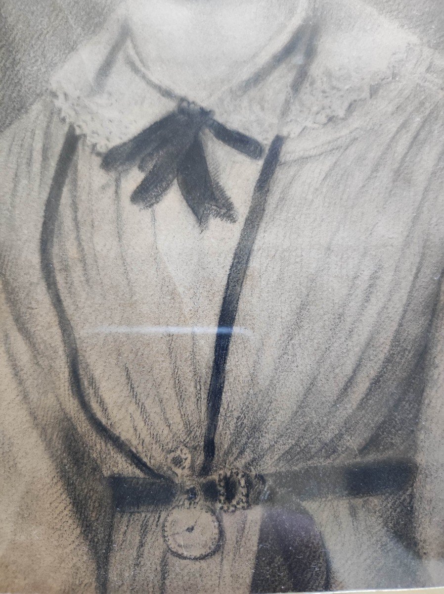 Dessin Vers 1820 - 1830, Portrait De Jeune Femme-photo-2