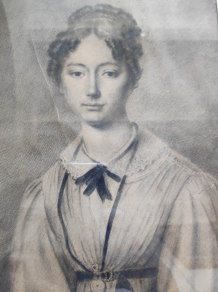 Dessin Vers 1820 - 1830, Portrait De Jeune Femme-photo-4