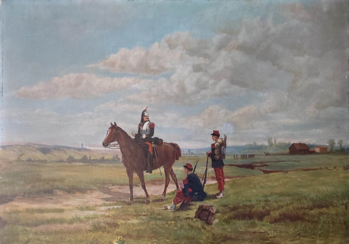 Oil On Canvas Military Subject 1894