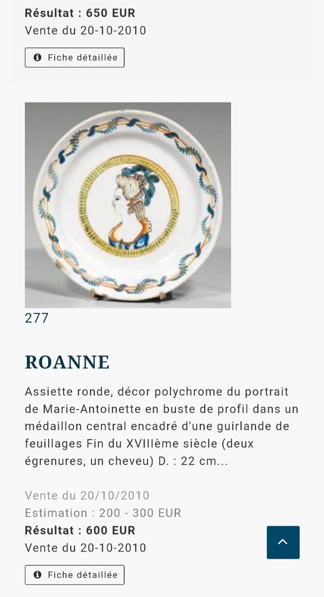 Interesting Roanne Earthenware Plate With The Profile Of Marie-antoinette-photo-2