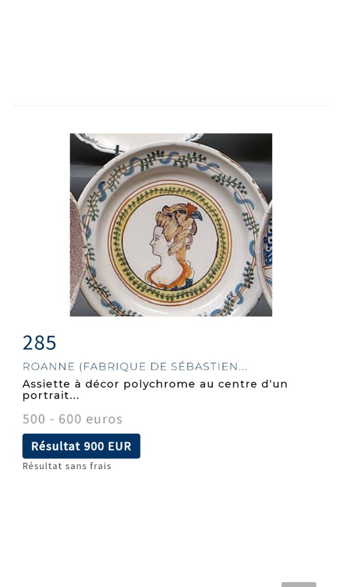 Interesting Roanne Earthenware Plate With The Profile Of Marie-antoinette-photo-2